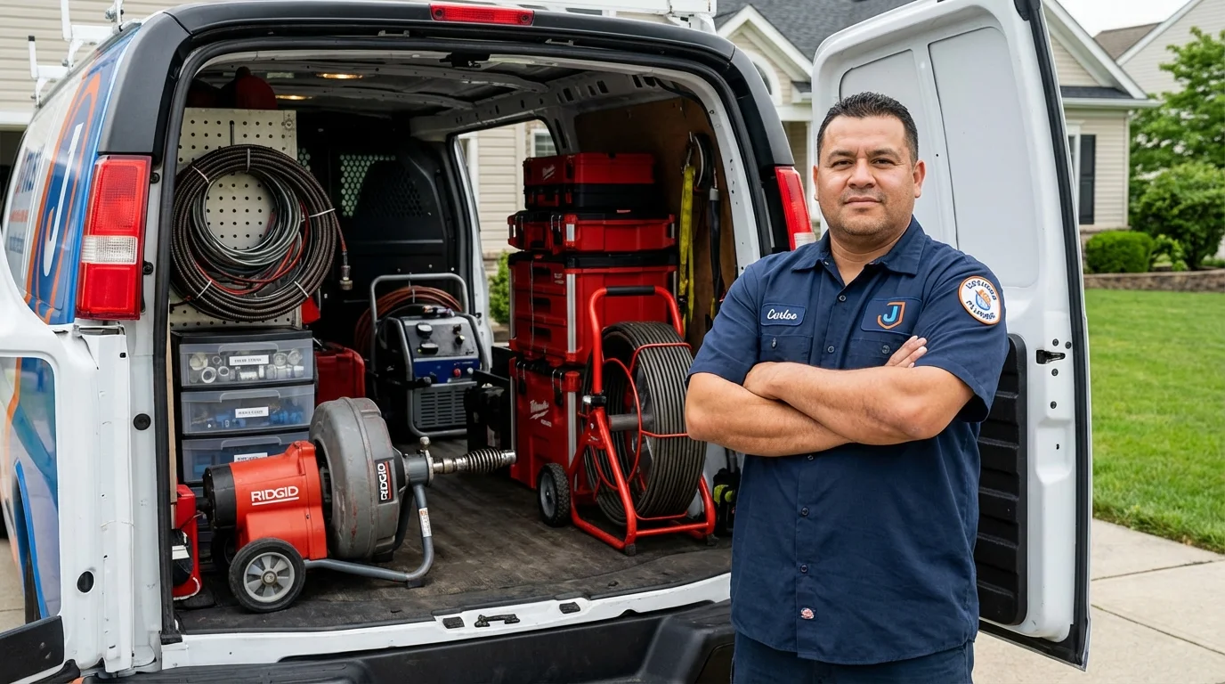 Professional drain cleaning equipment and Johns Plumbing LLC plumber in Texas City